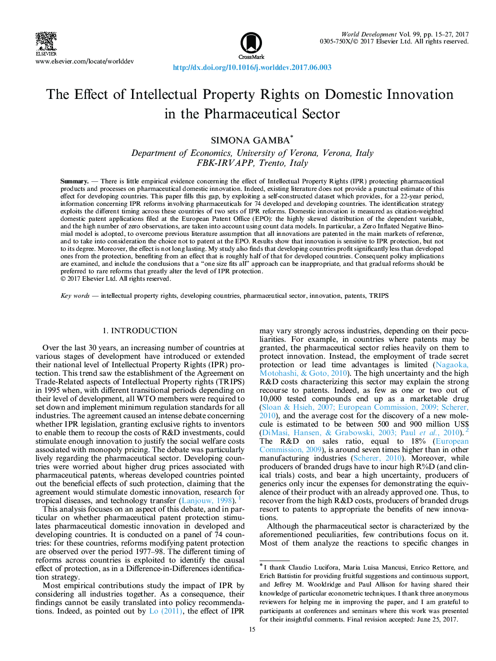 تأثیر حقوق مالکیت معنوی بر نوآوری داخلی در بخش داروسازی 