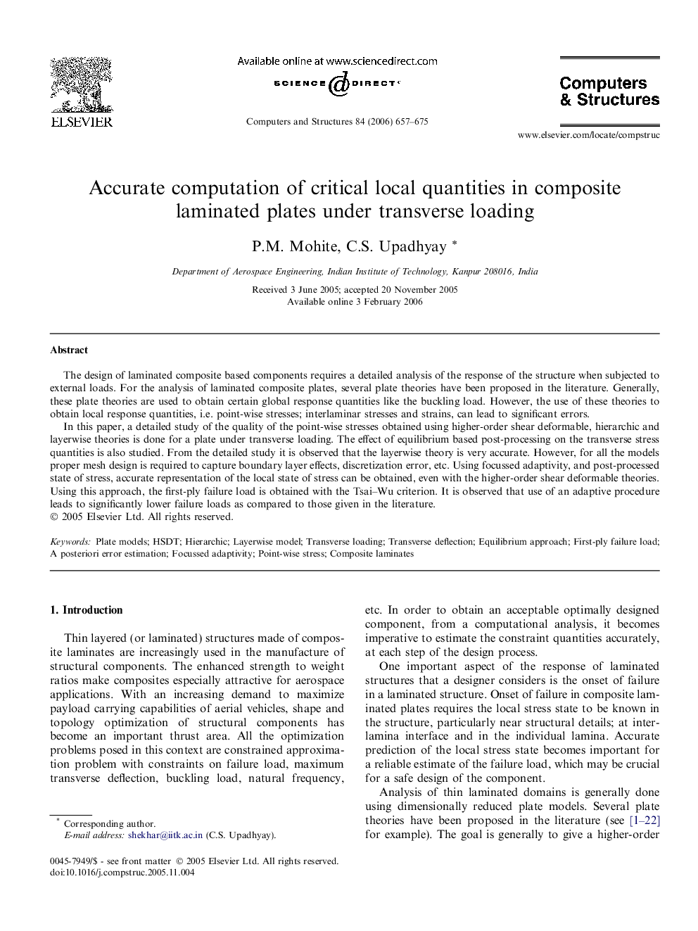 Accurate computation of critical local quantities in composite laminated plates under transverse loading