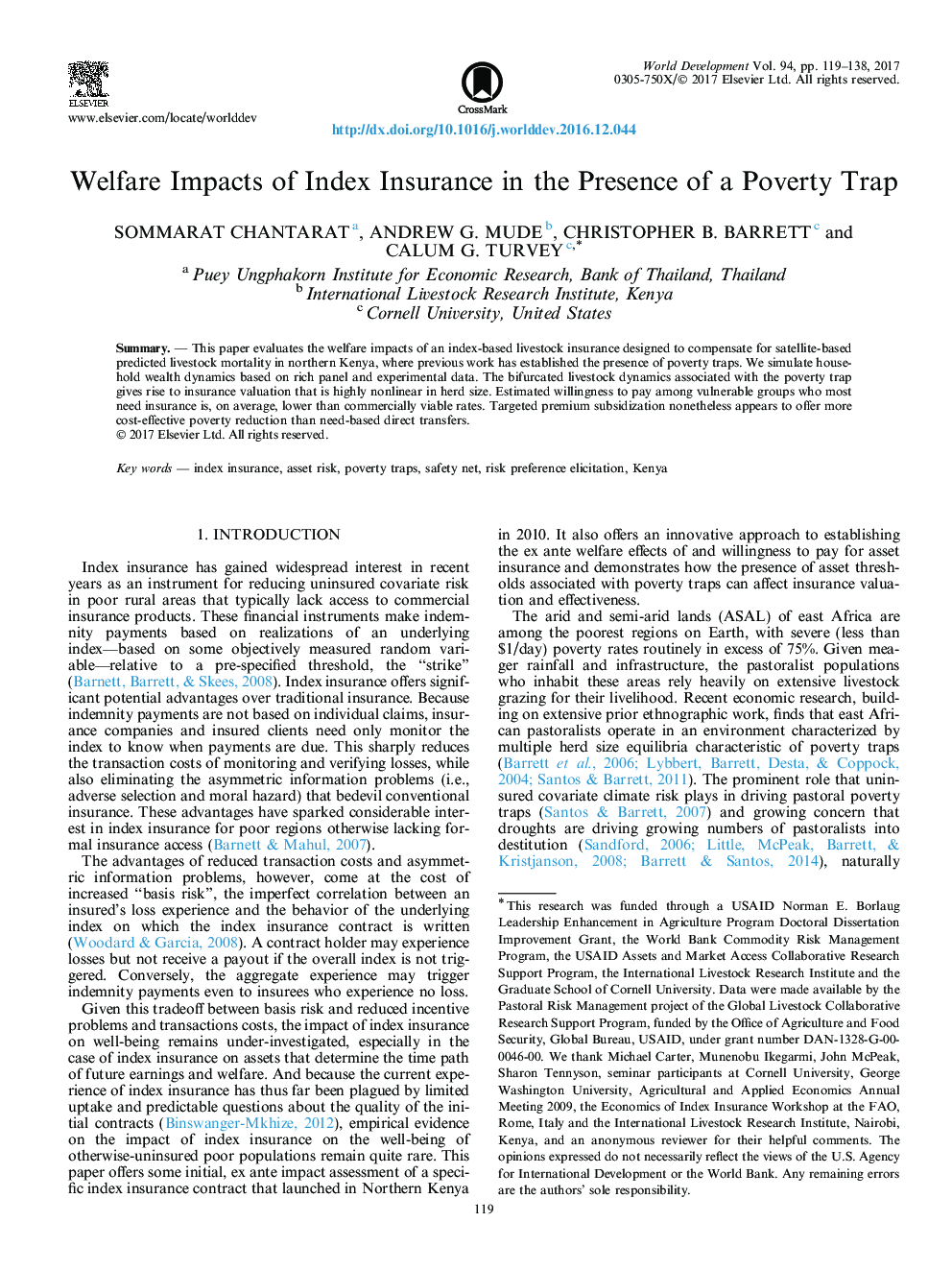 Welfare Impacts of Index Insurance in the Presence of a Poverty Trap