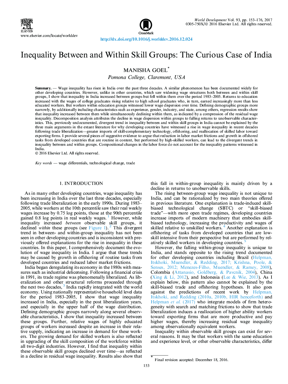 Inequality Between and Within Skill Groups: The Curious Case of India