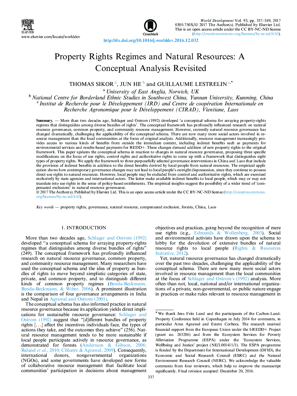 رژیم حقوق مالکیت و منابع طبیعی: یک تحلیل مفهومی بازتولید شده است 