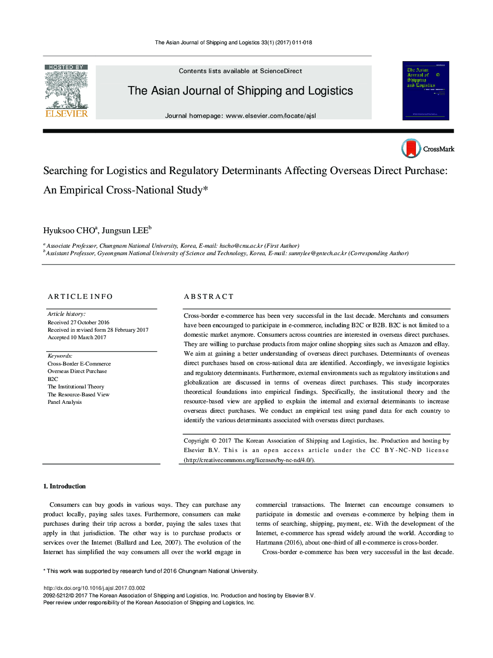 Searching for Logistics and Regulatory Determinants Affecting Overseas Direct Purchase: An Empirical Cross-National Study