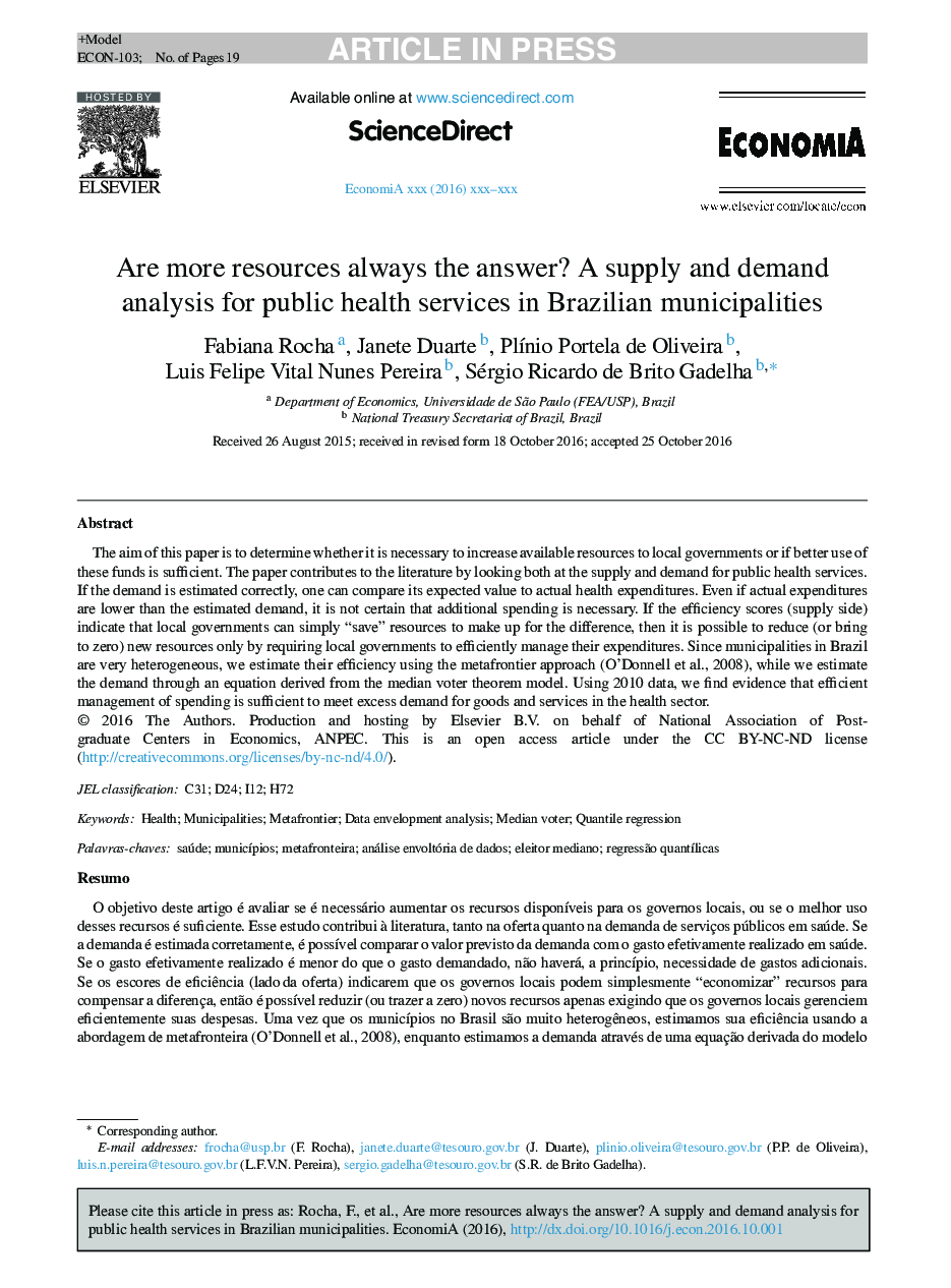 Are more resources always the answer? A supply and demand analysis for public health services in Brazilian municipalities