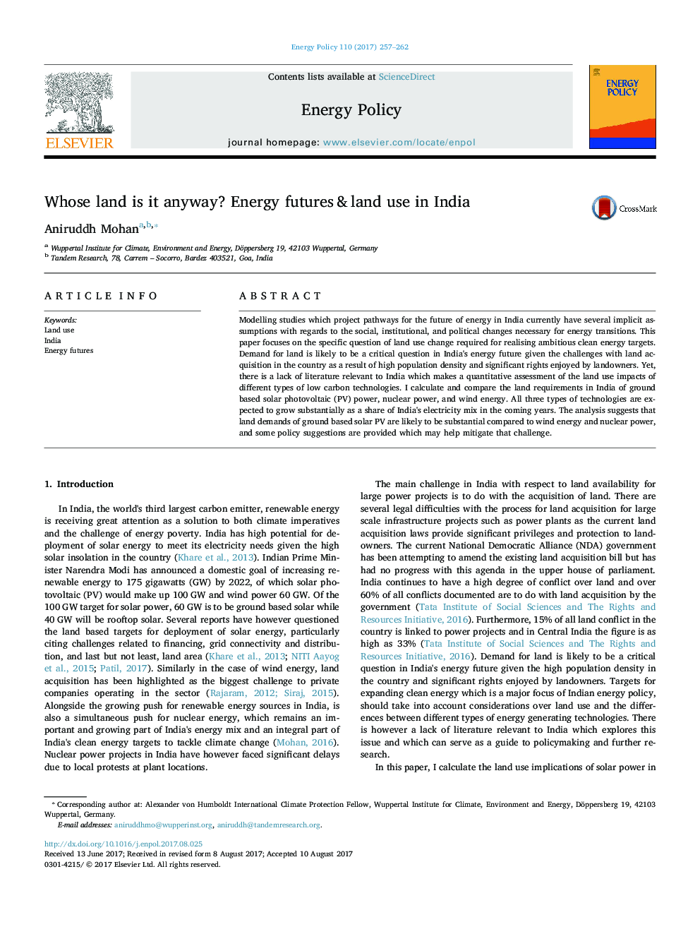 Whose land is it anyway? Energy futures & land use in India
