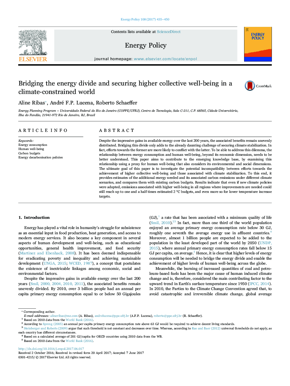 Bridging the energy divide and securing higher collective well-being in a climate-constrained world