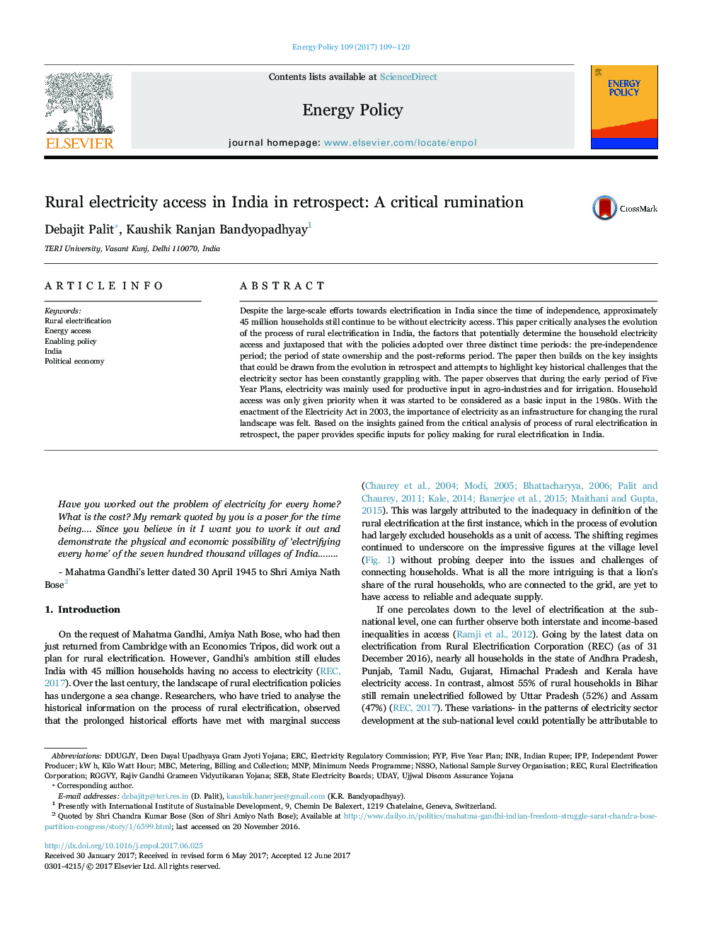 Rural electricity access in India in retrospect: A critical rumination