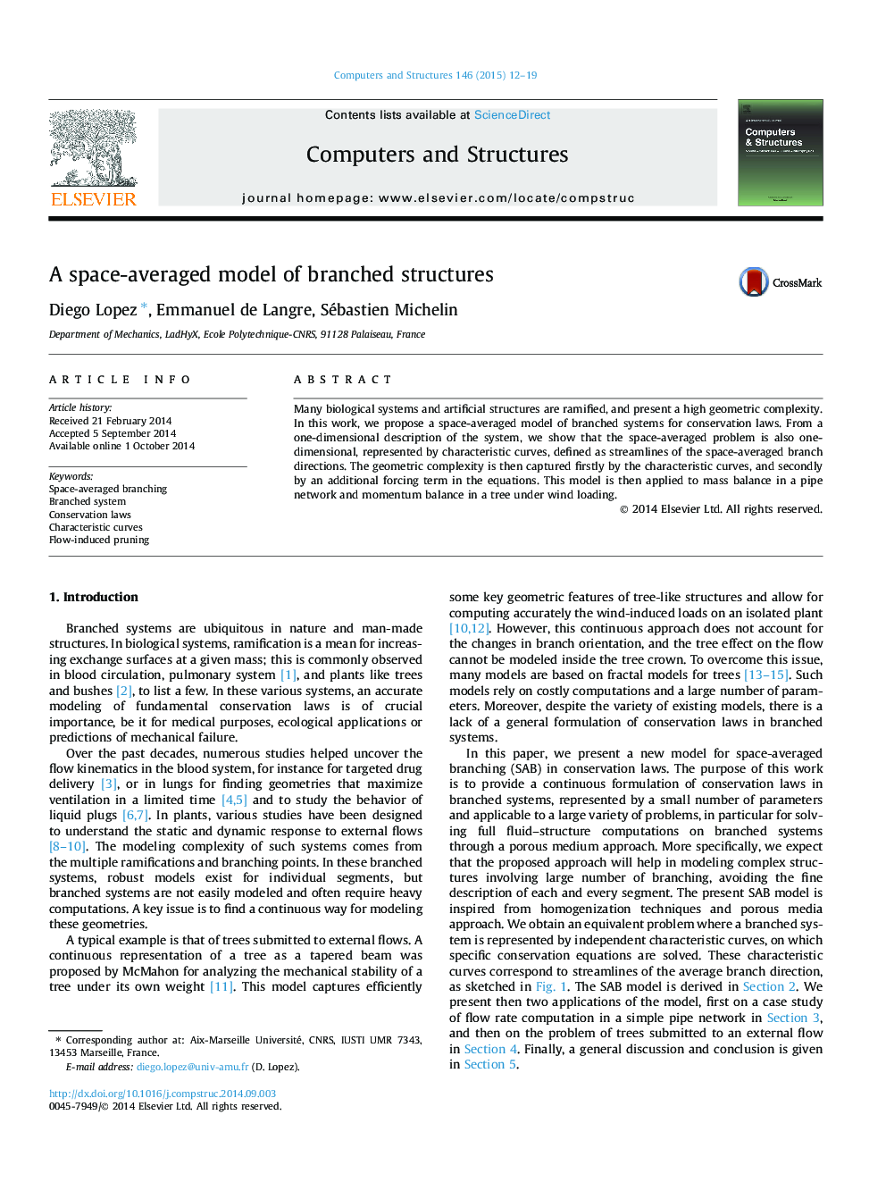 A space-averaged model of branched structures