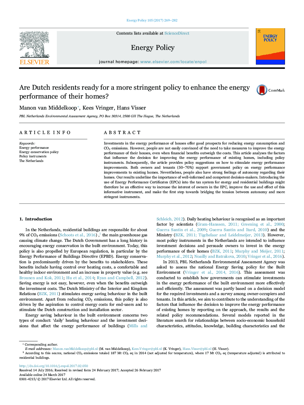 Are Dutch residents ready for a more stringent policy to enhance the energy performance of their homes?