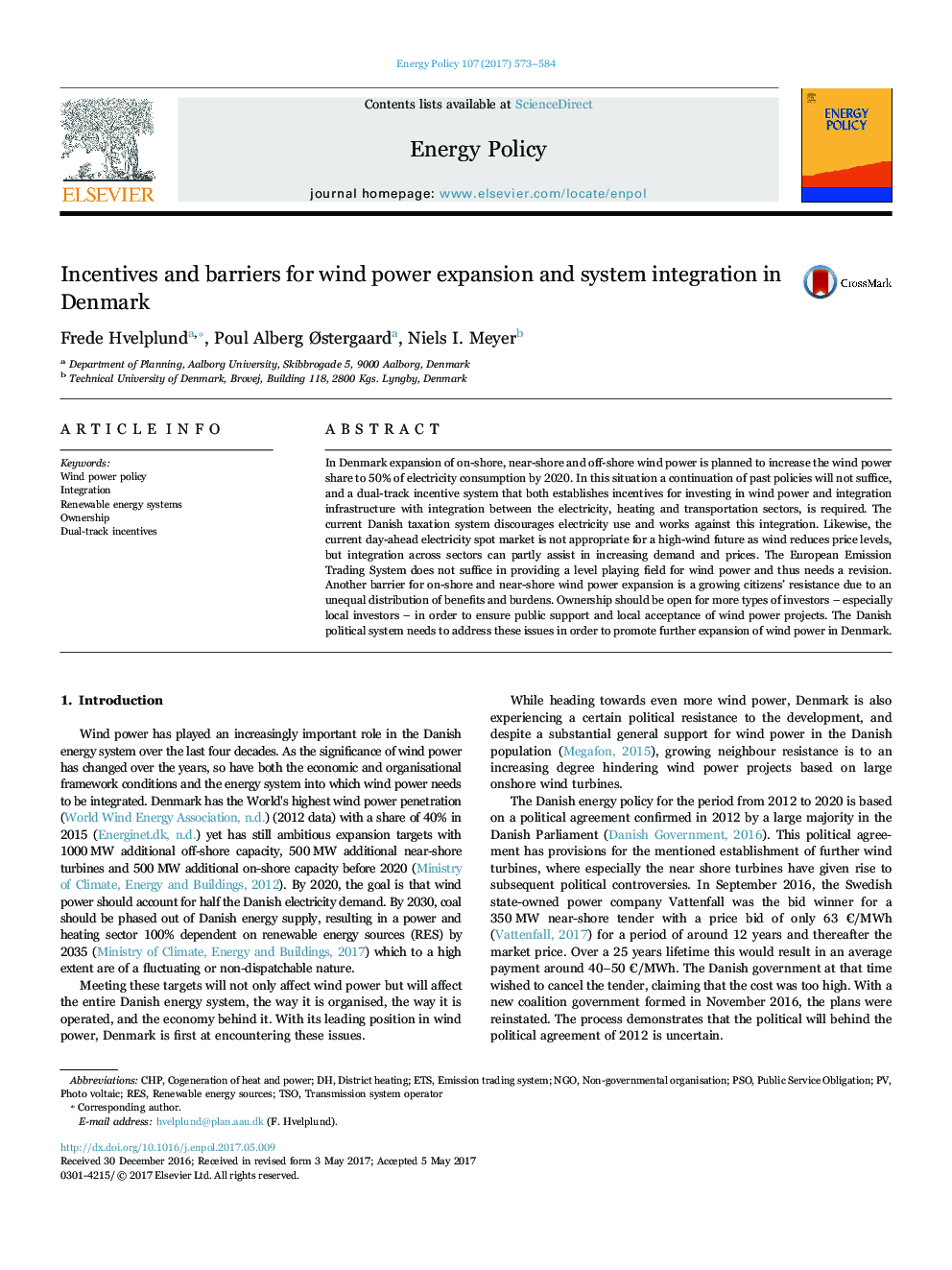 Incentives and barriers for wind power expansion and system integration in Denmark