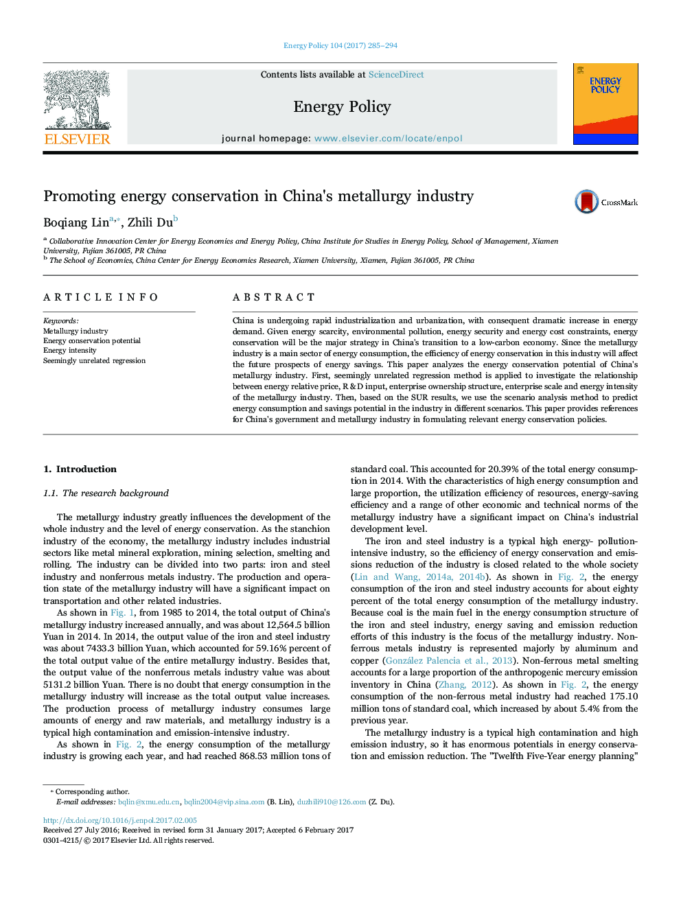 Promoting energy conservation in China's metallurgy industry