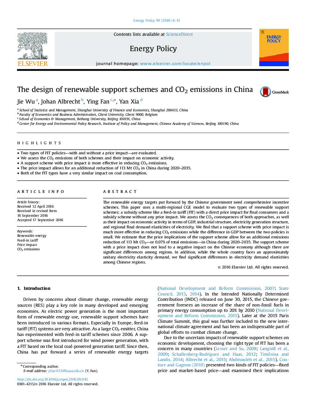 The design of renewable support schemes and CO2 emissions in China