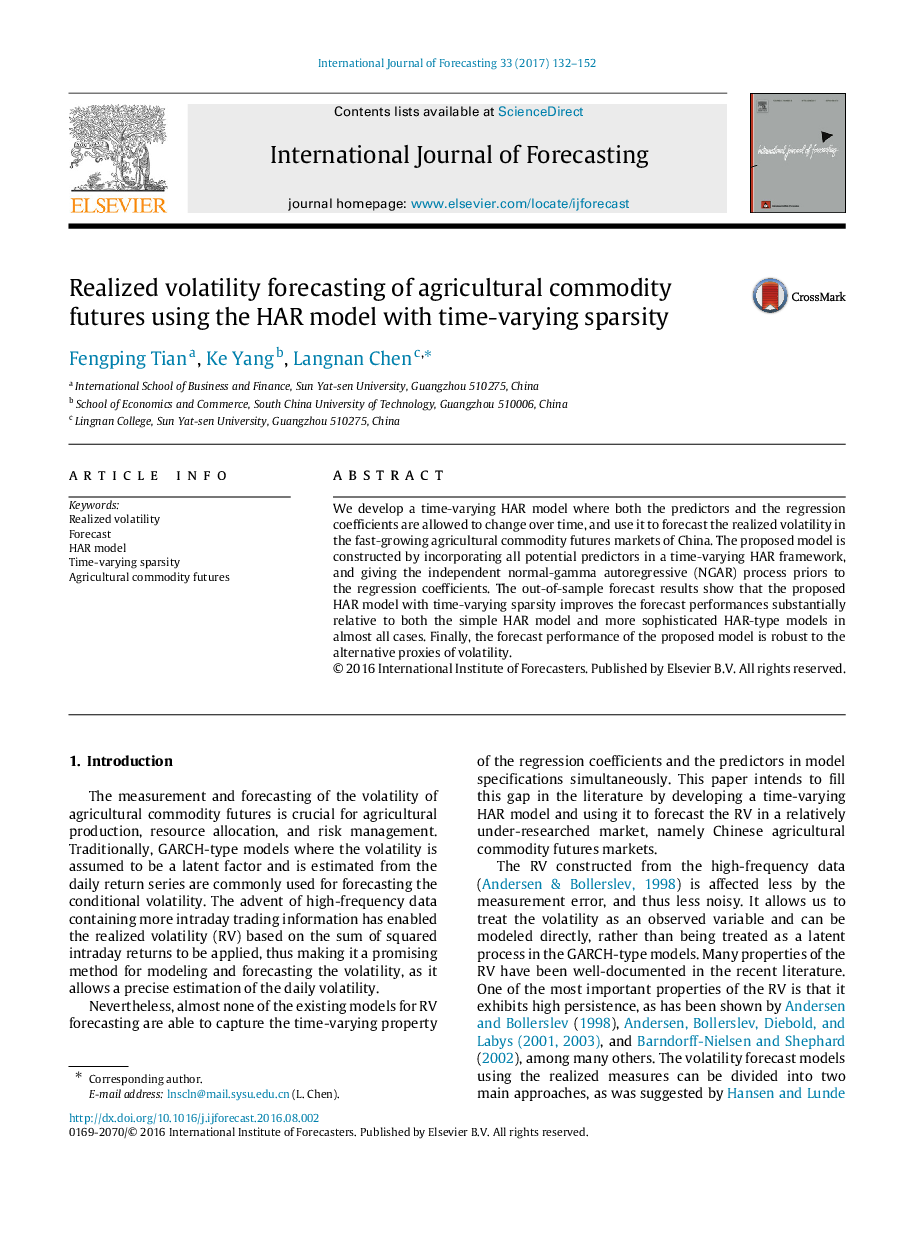 Realized volatility forecasting of agricultural commodity futures using the HAR model with time-varying sparsity