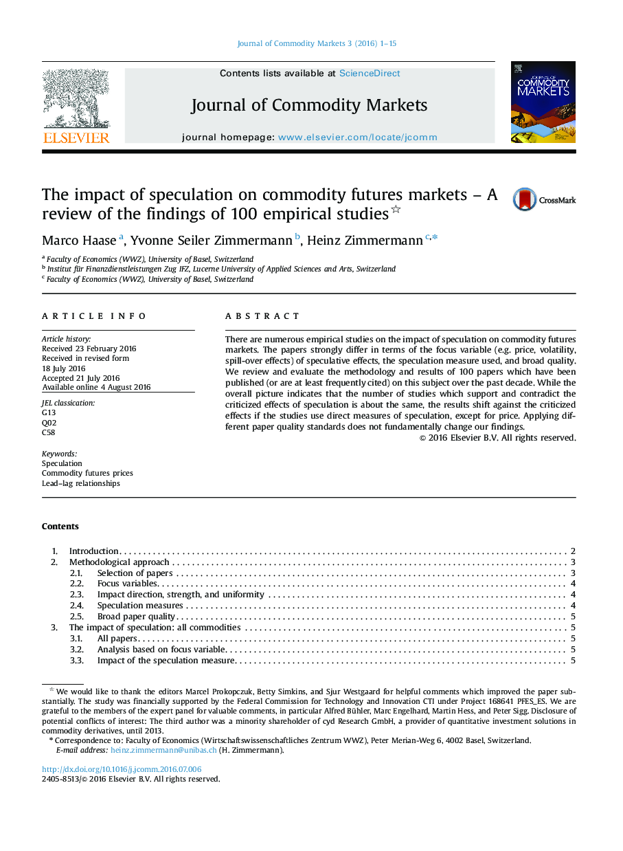 The impact of speculation on commodity futures markets - A review of the findings of 100 empirical studies