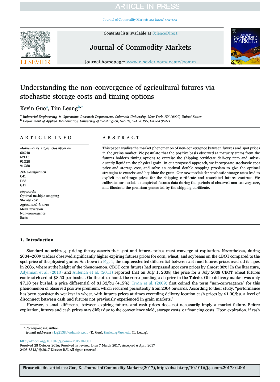 Understanding the non-convergence of agricultural futures via stochastic storage costs and timing options