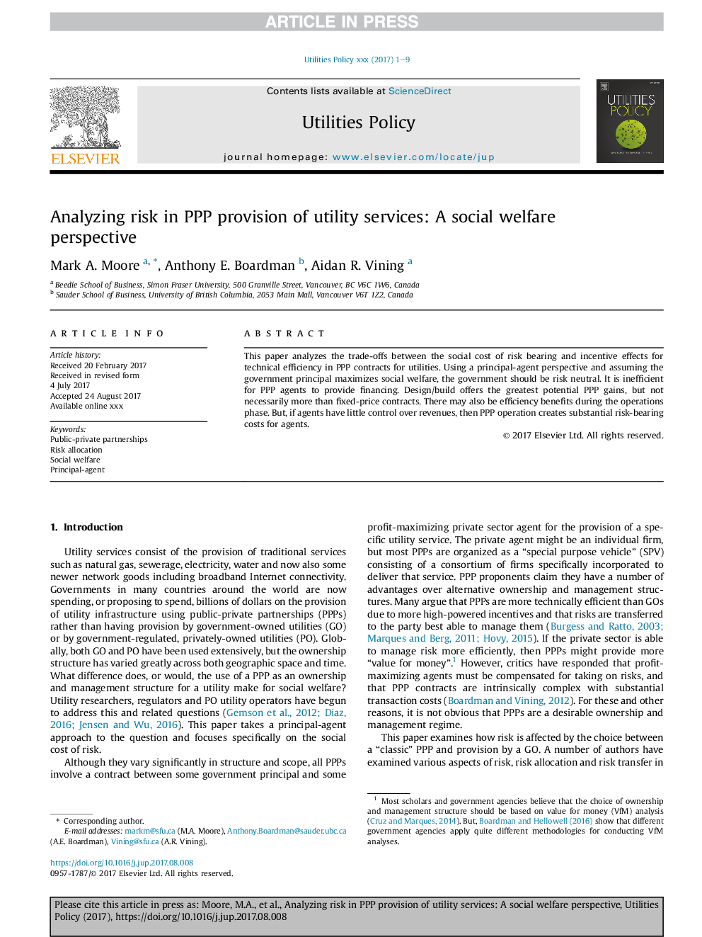 Analyzing risk in PPP provision of utility services: A social welfare perspective