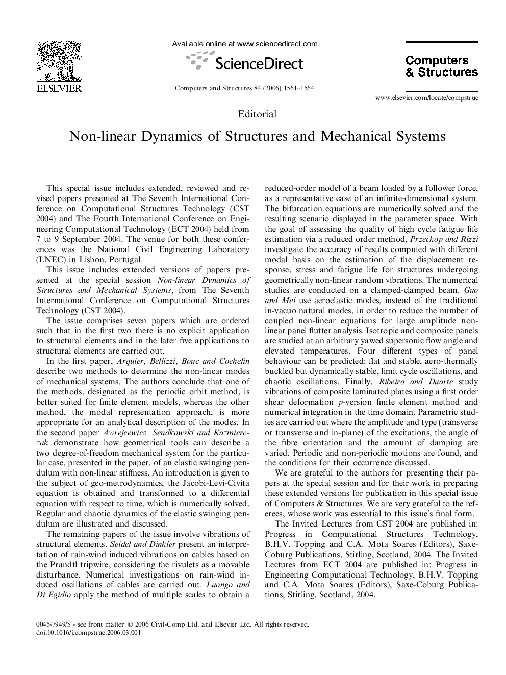 Non-linear Dynamics of Structures and Mechanical Systems