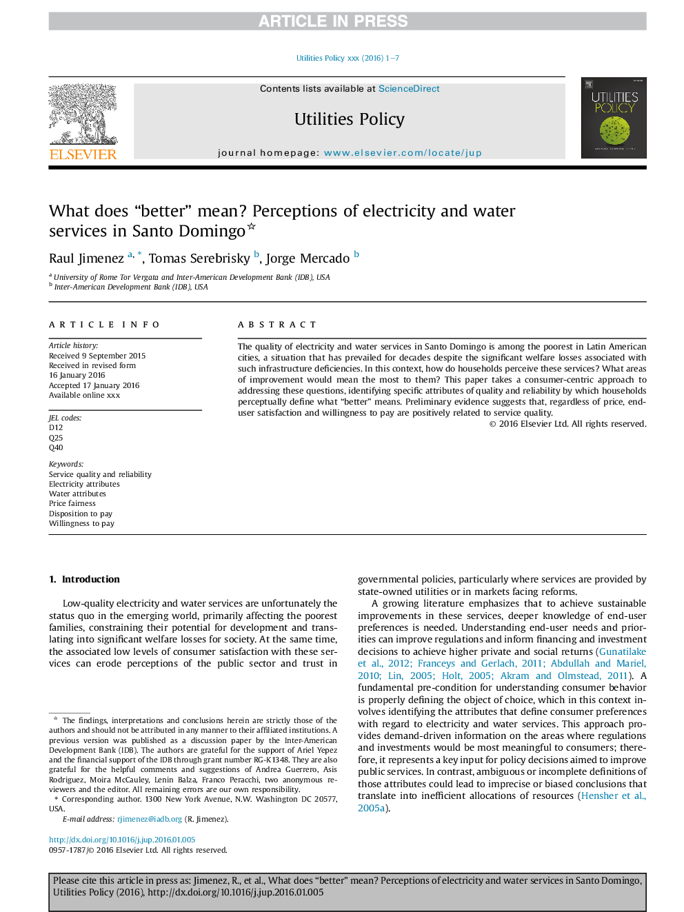 What does “better” mean? Perceptions of electricity and water services in Santo Domingo