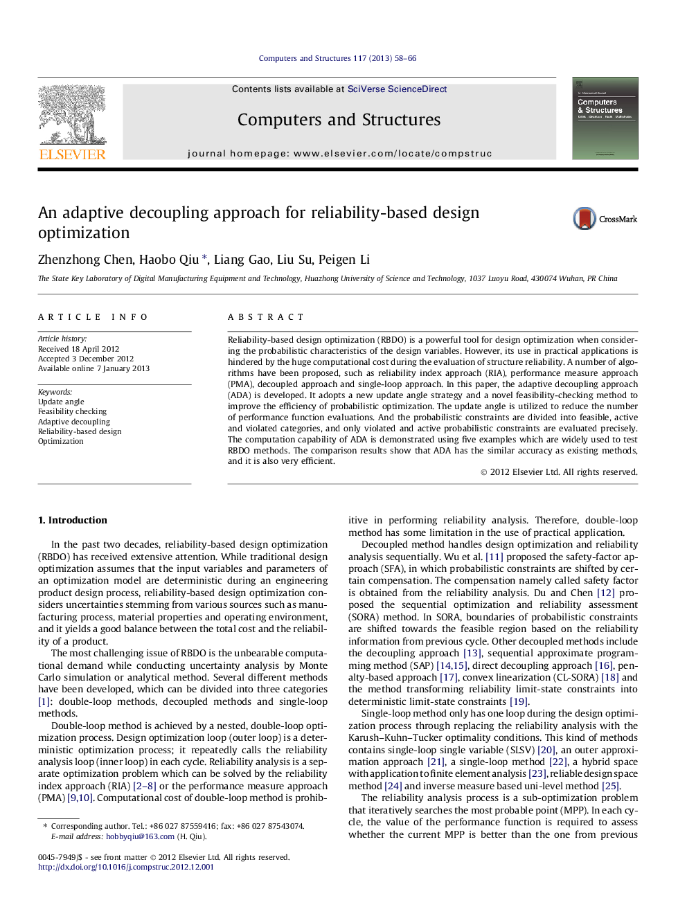 An adaptive decoupling approach for reliability-based design optimization