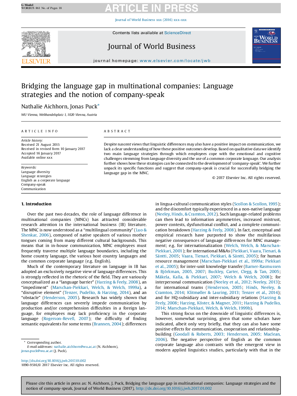 Bridging the language gap in multinational companies: Language strategies and the notion of company-speak