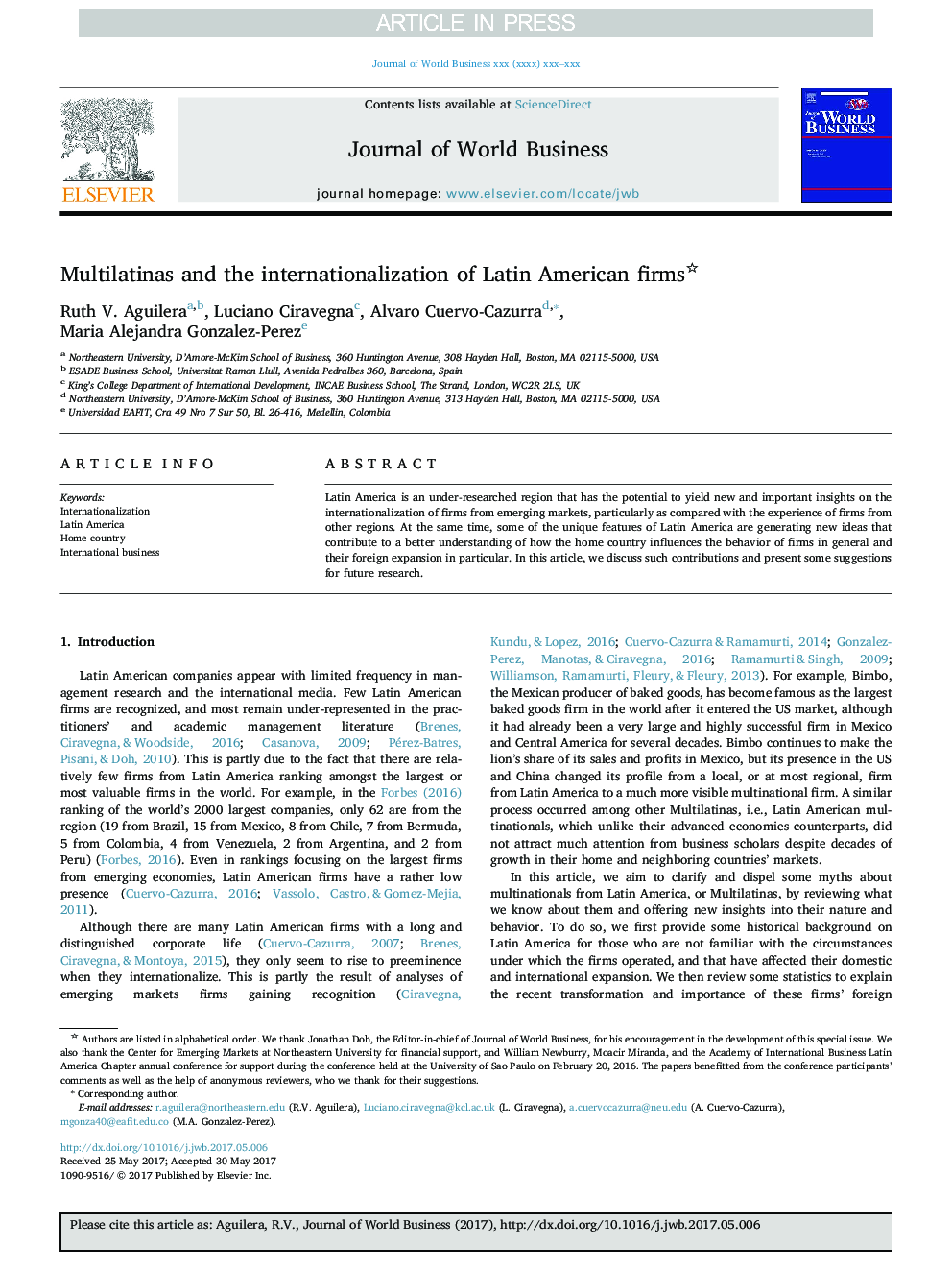 Multilatinas and the internationalization of Latin American firms