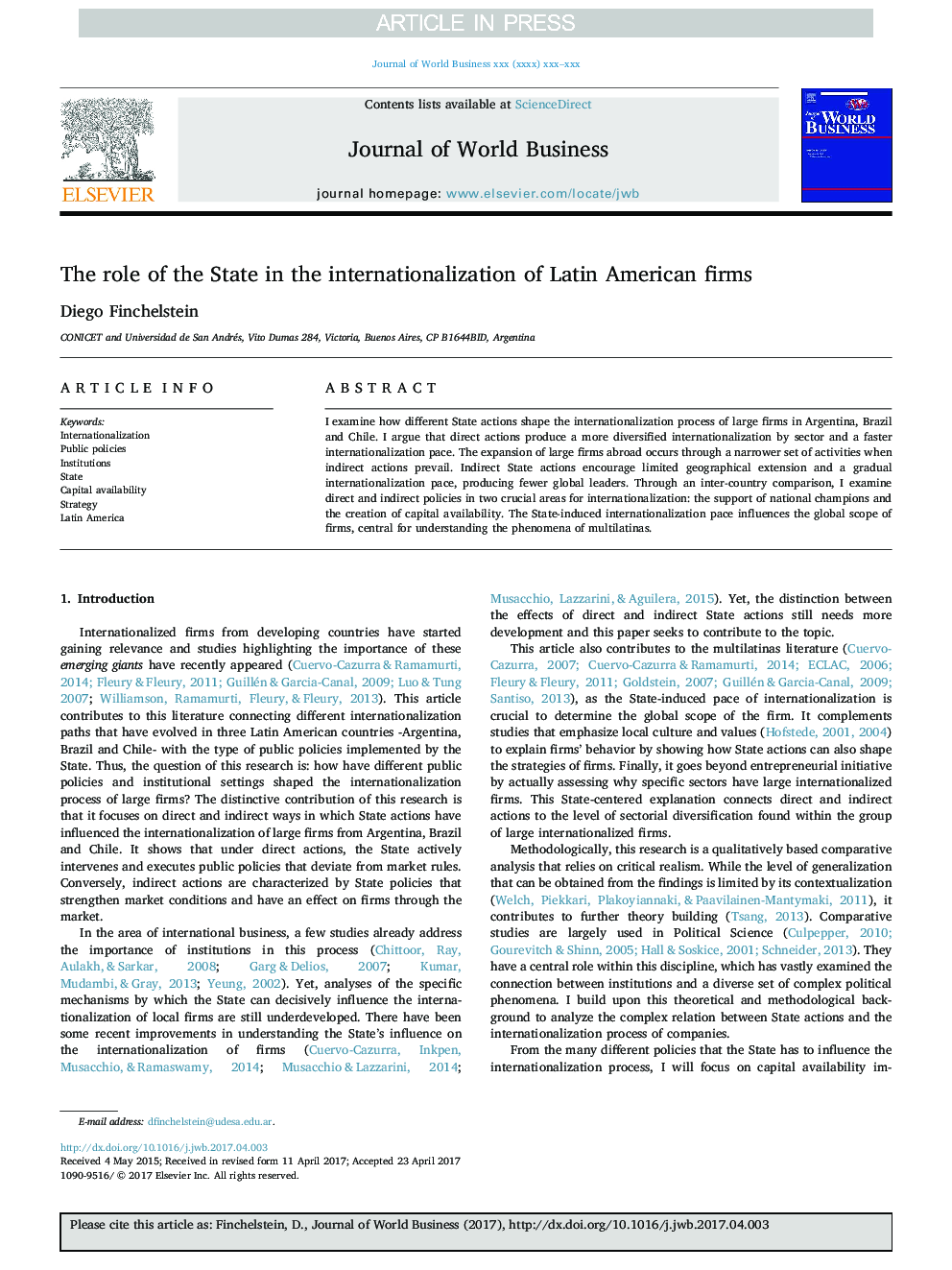 The role of the State in the internationalization of Latin American firms
