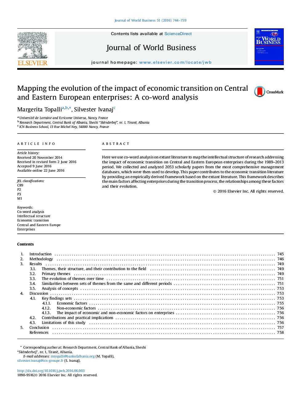 Mapping the evolution of the impact of economic transition on Central and Eastern European enterprises: A co-word analysis