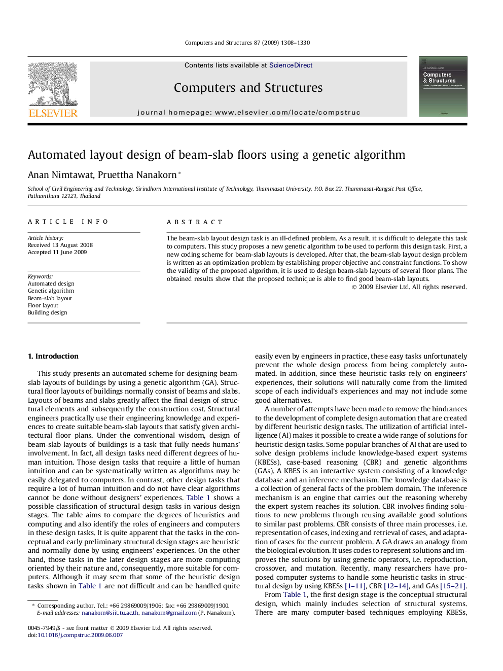 Automated layout design of beam-slab floors using a genetic algorithm