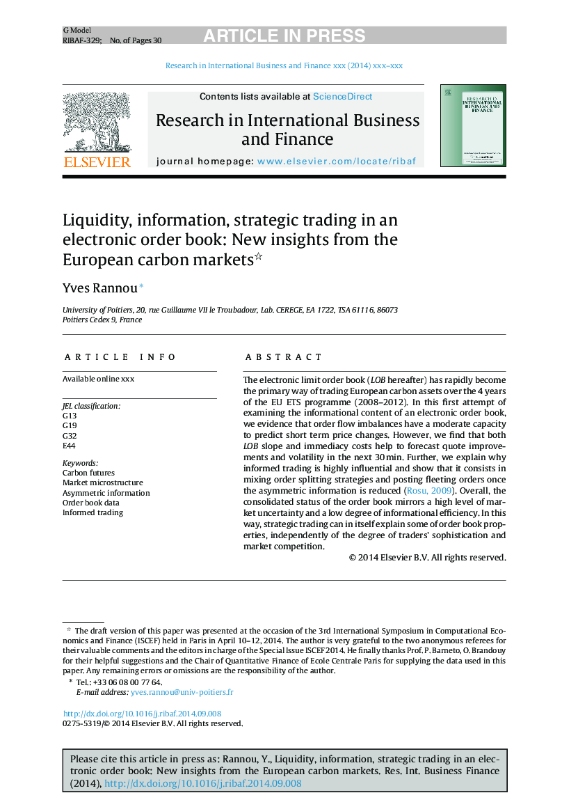 Liquidity, information, strategic trading in an electronic order book: New insights from the European carbon markets