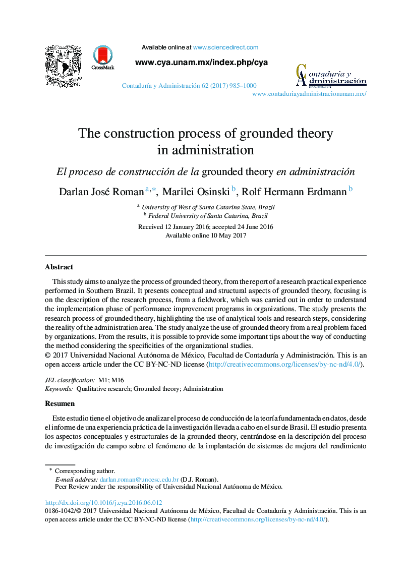 The construction process of grounded theory in administrationEl proceso de construcción de la grounded theory en administración