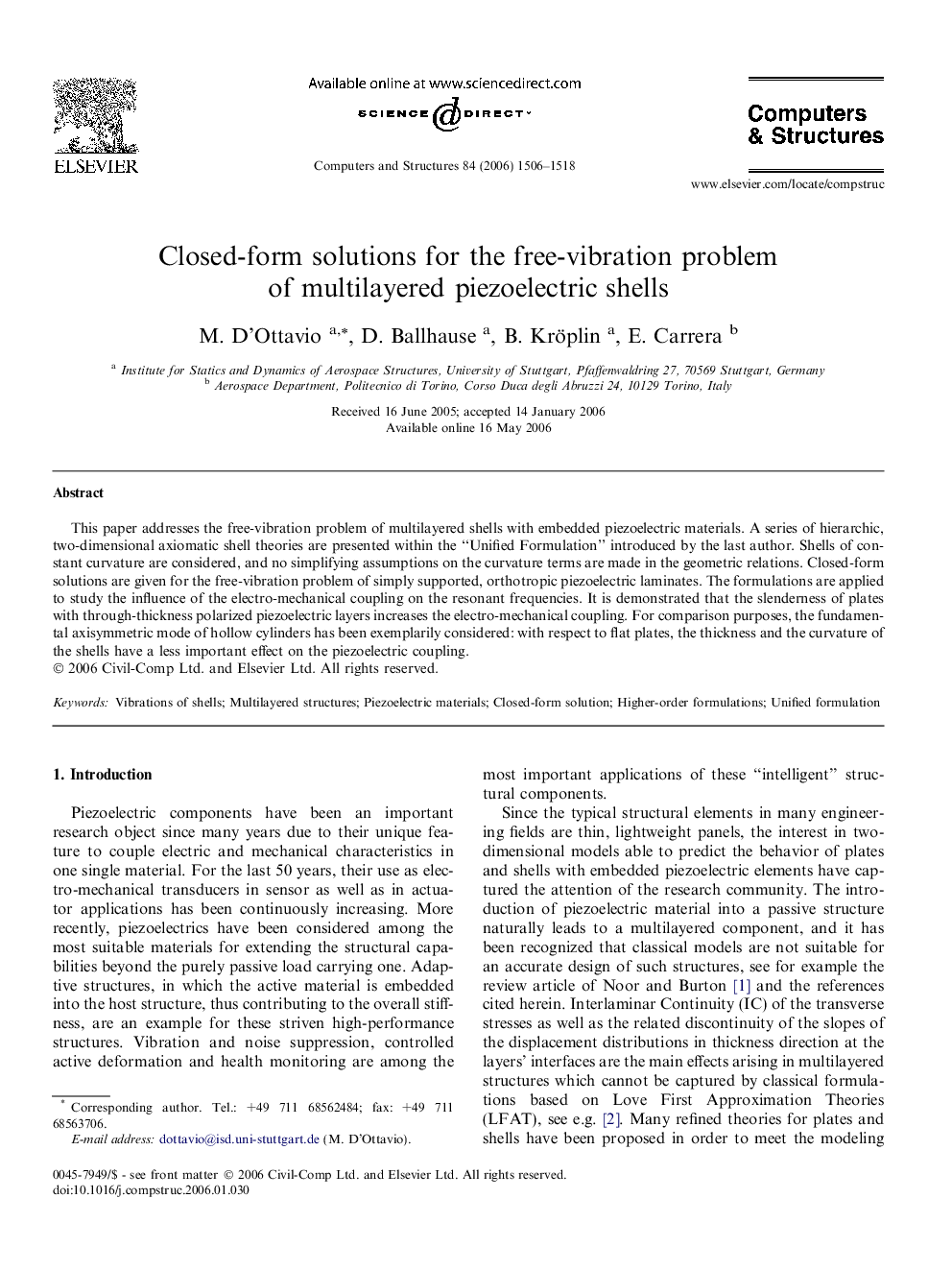 Closed-form solutions for the free-vibration problem of multilayered piezoelectric shells