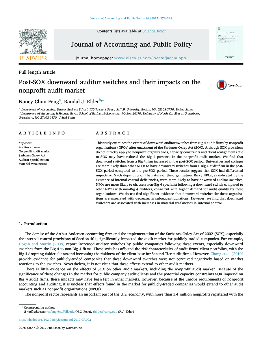 Post-SOX downward auditor switches and their impacts on the nonprofit audit market