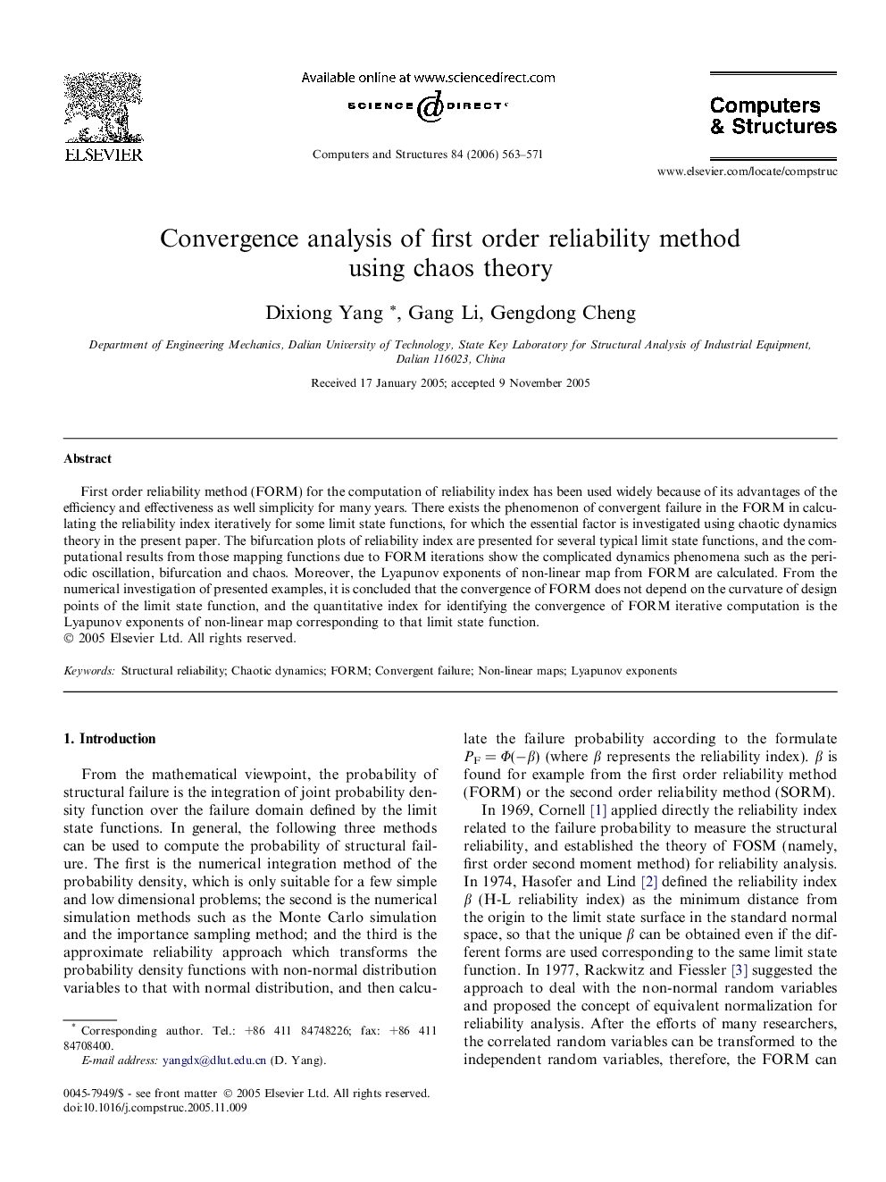 Convergence analysis of first order reliability method using chaos theory