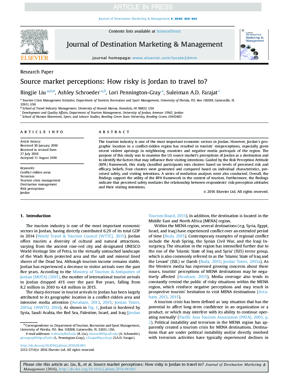 Source market perceptions: How risky is Jordan to travel to?