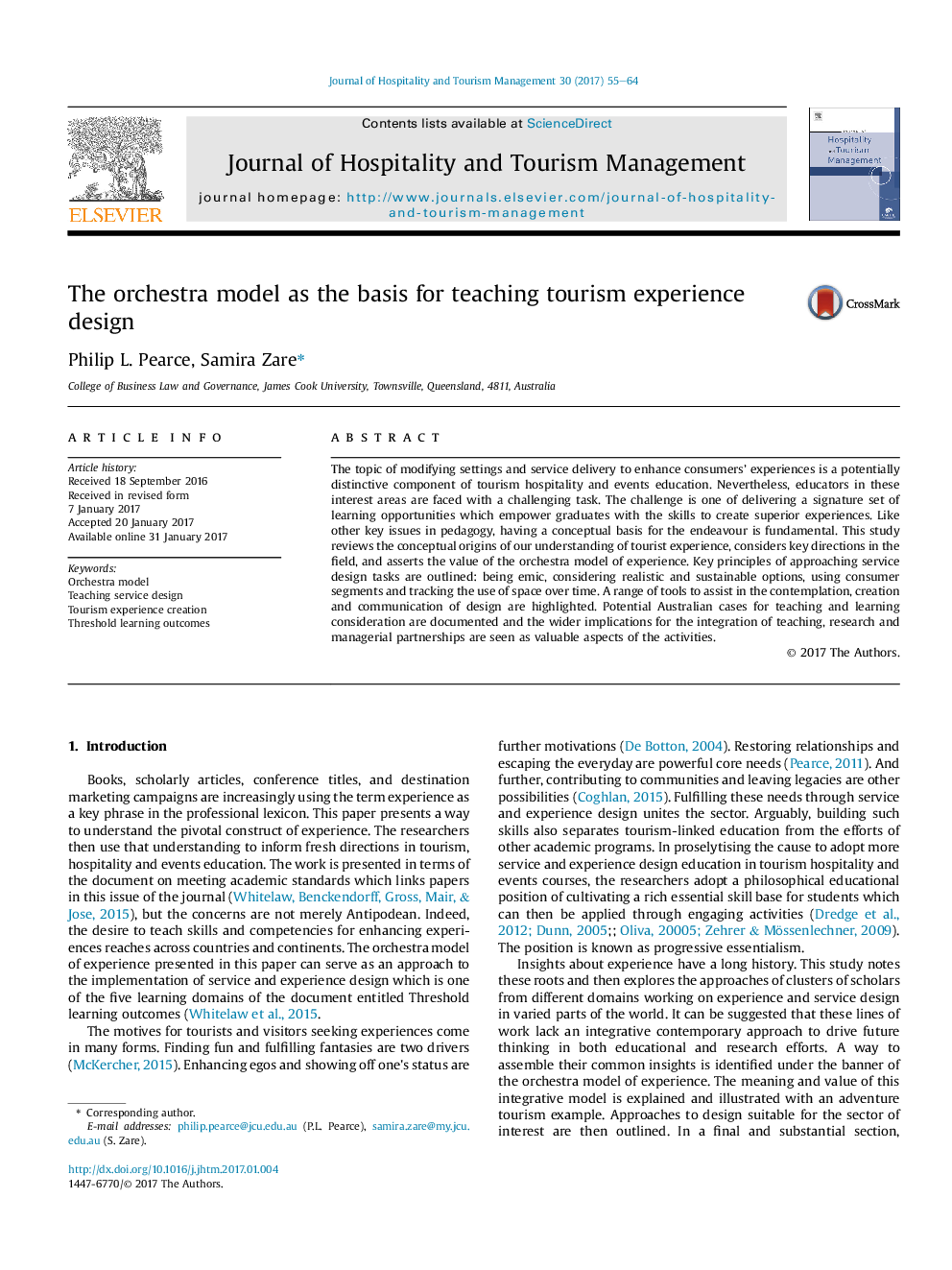 The orchestra model as the basis for teaching tourism experience design