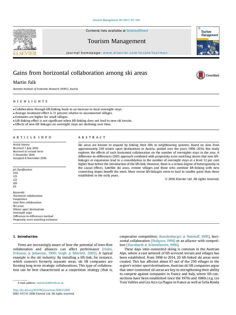 Gains from horizontal collaboration among ski areas