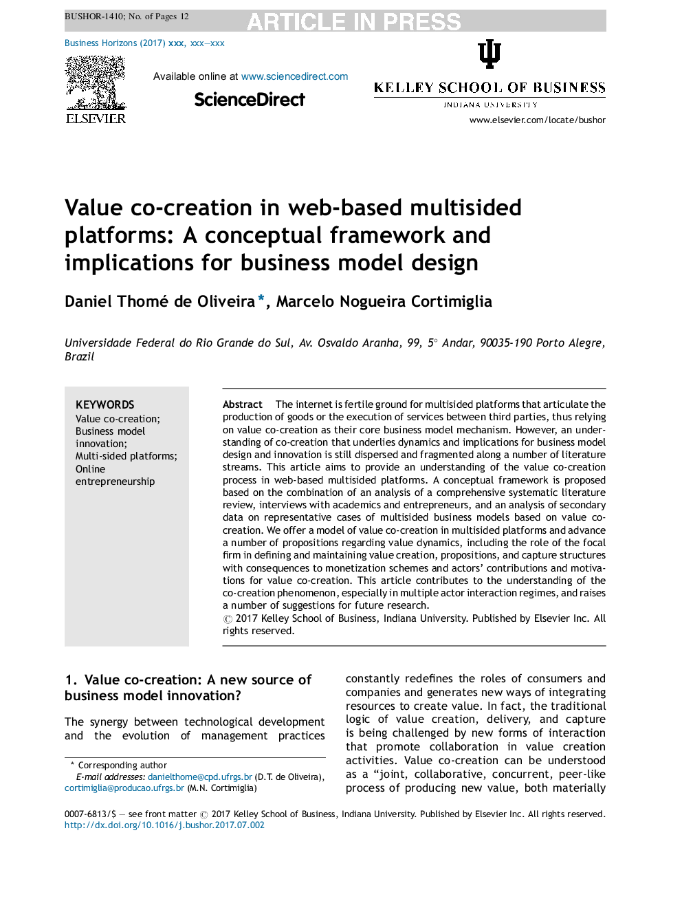 همکاری ارزش در سیستم های چند منظوره مبتنی بر وب: یک چارچوب مفهومی و مفاهیم برای طراحی مدل کسب و کار 