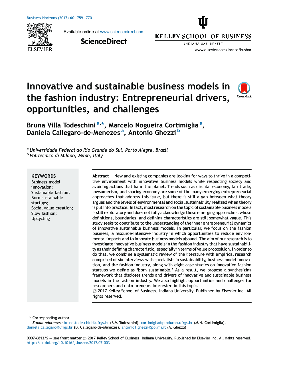 Innovative and sustainable business models in the fashion industry: Entrepreneurial drivers, opportunities, and challenges