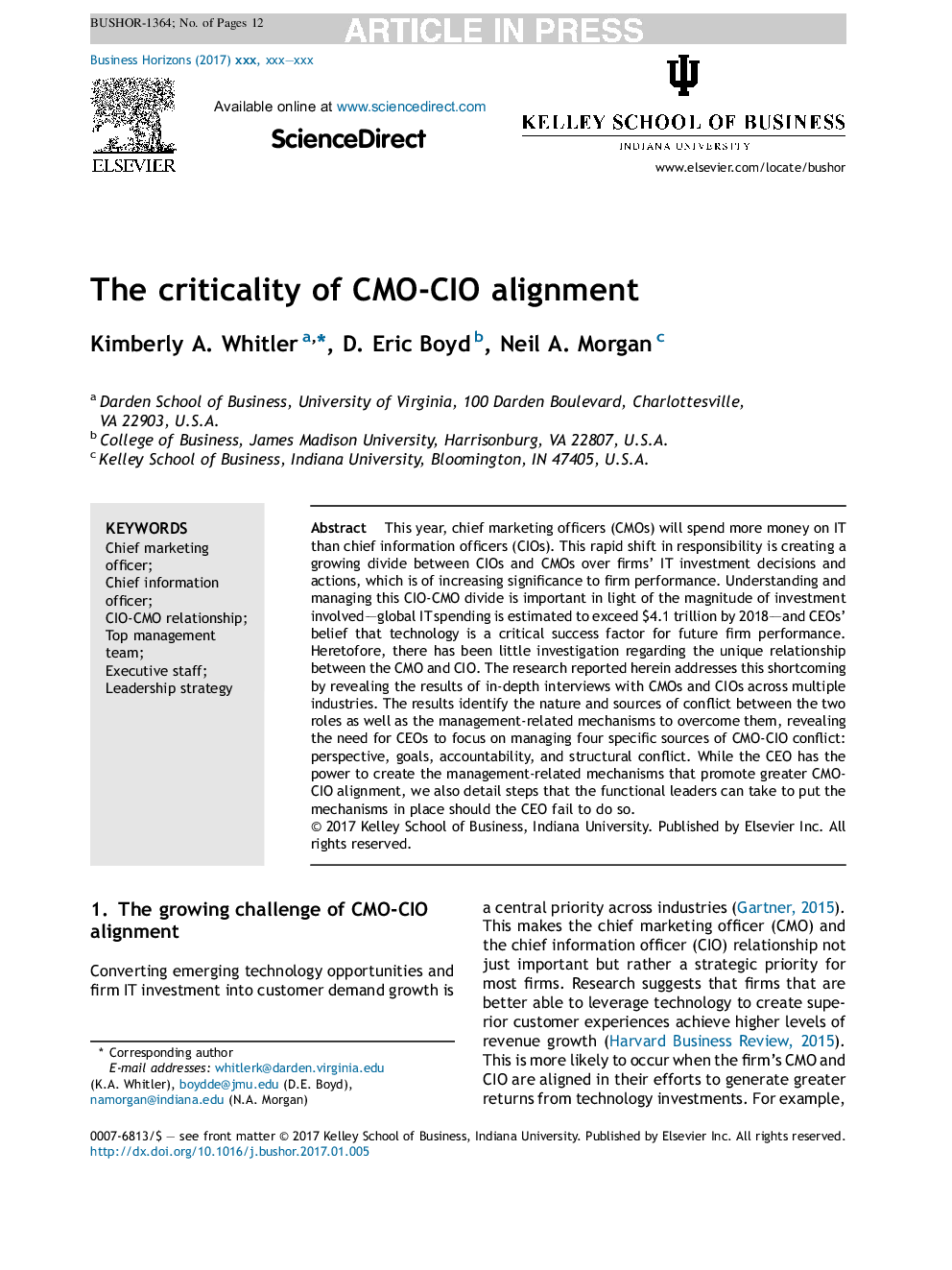 The criticality of CMO-CIO alignment