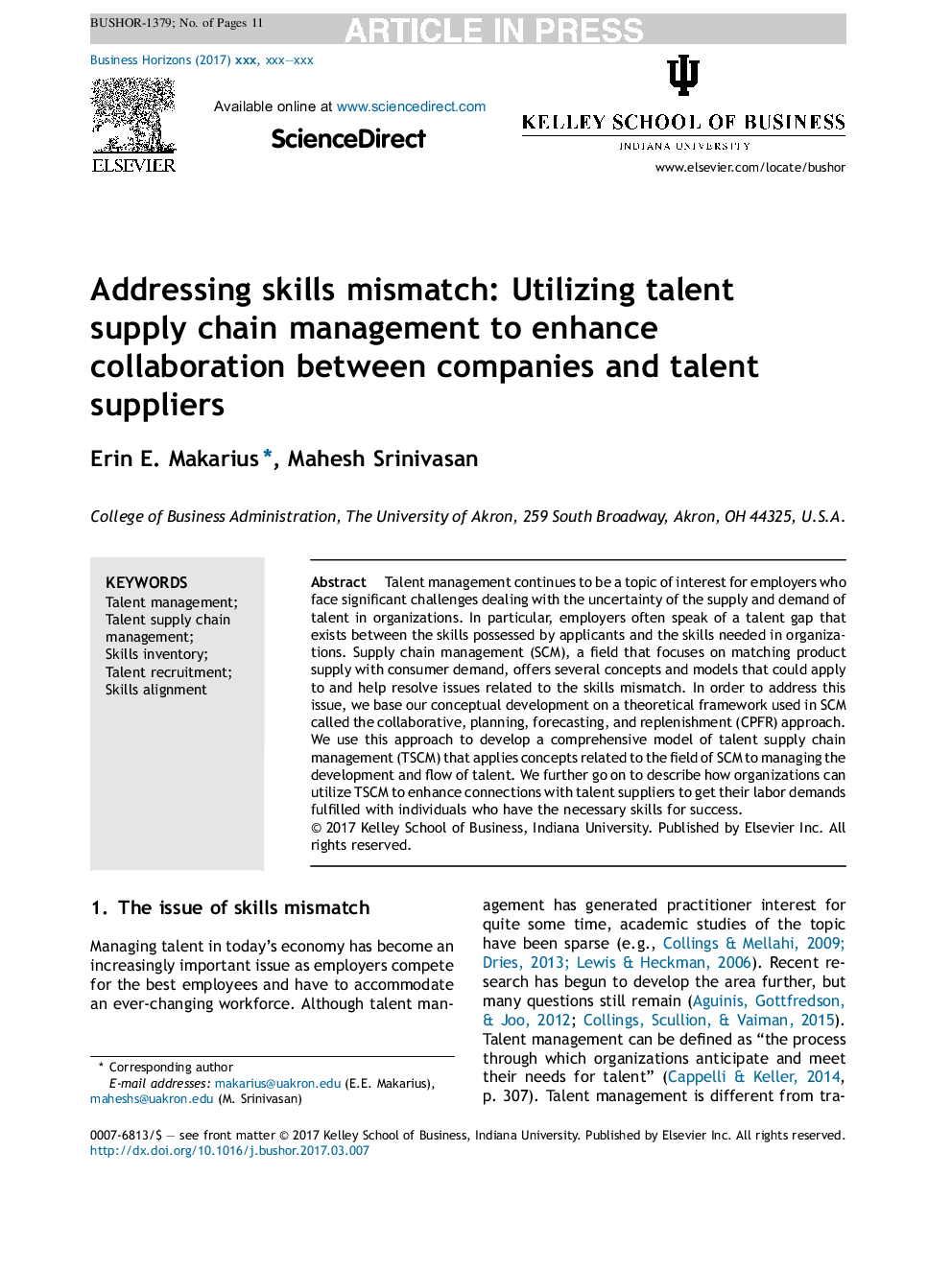 Addressing skills mismatch: Utilizing talent supply chain management to enhance collaboration between companies and talent suppliers