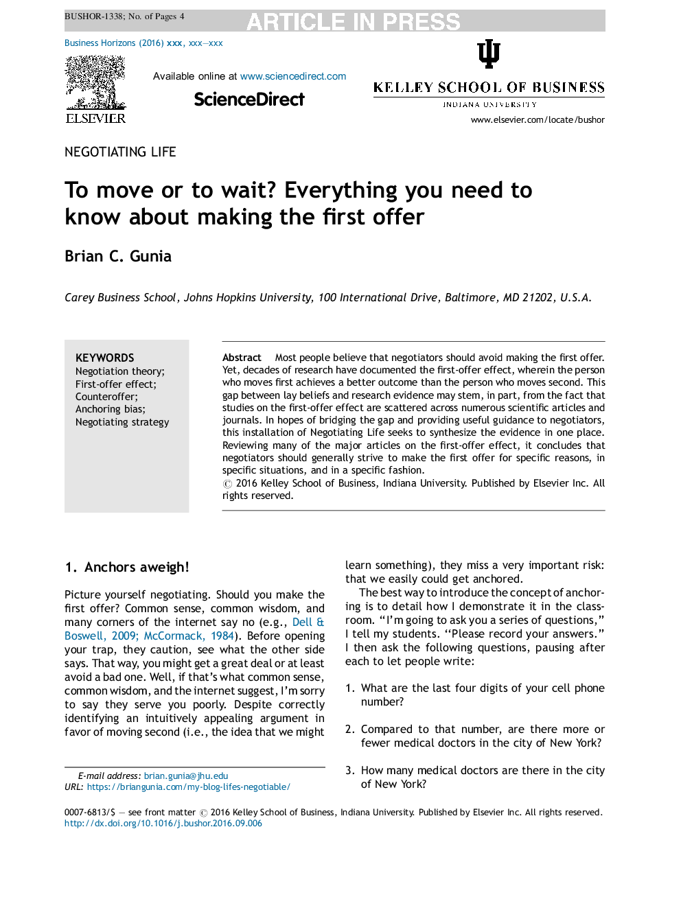 To move or to wait? Everything you need to know about making the first offer