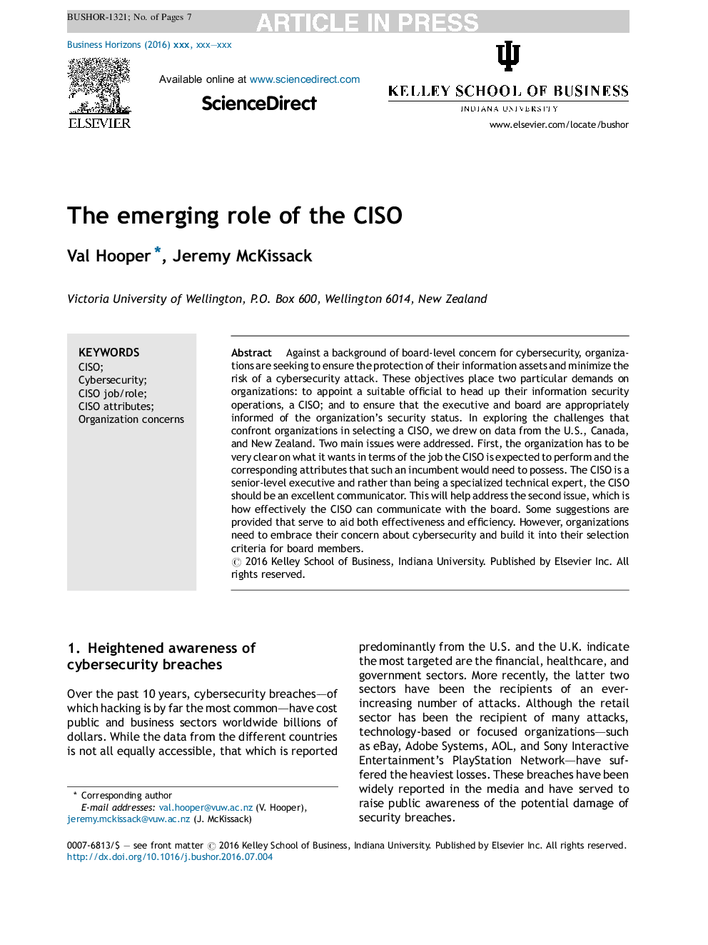 The emerging role of the CISO