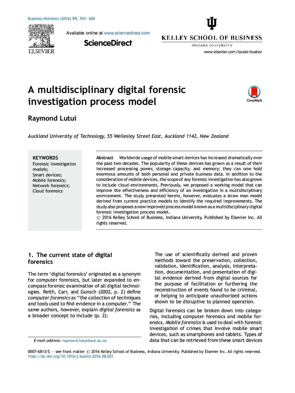 A multidisciplinary digital forensic investigation process model