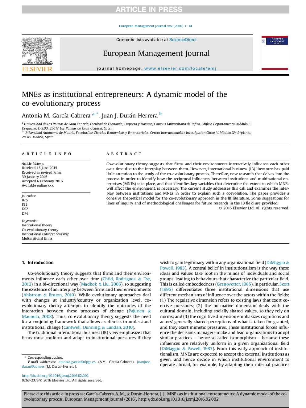 MNEs as institutional entrepreneurs: A dynamic model of the co-evolutionary process