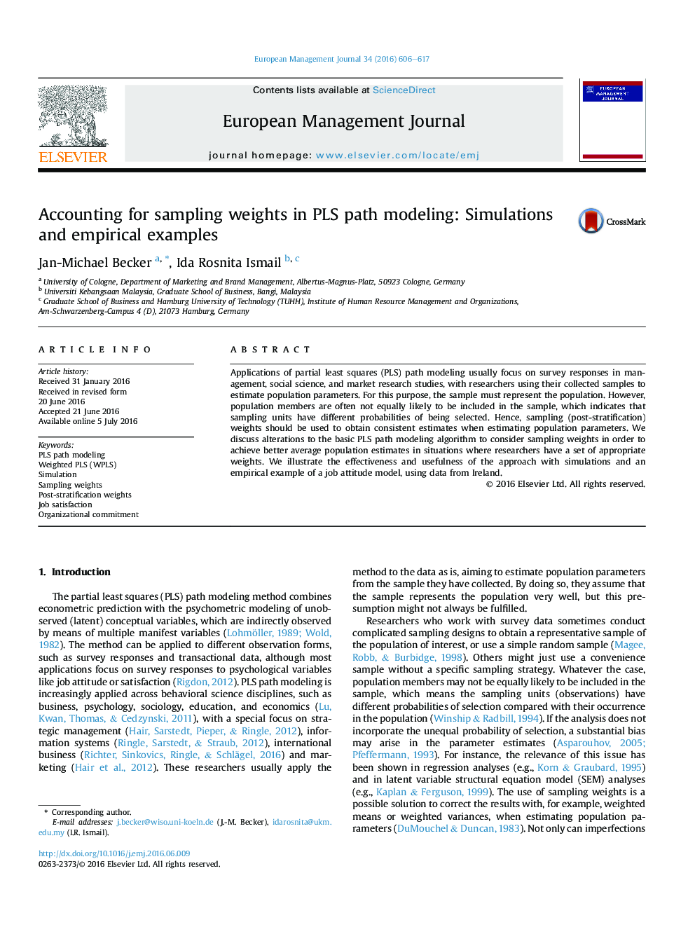 Accounting for sampling weights in PLS path modeling: Simulations and empirical examples