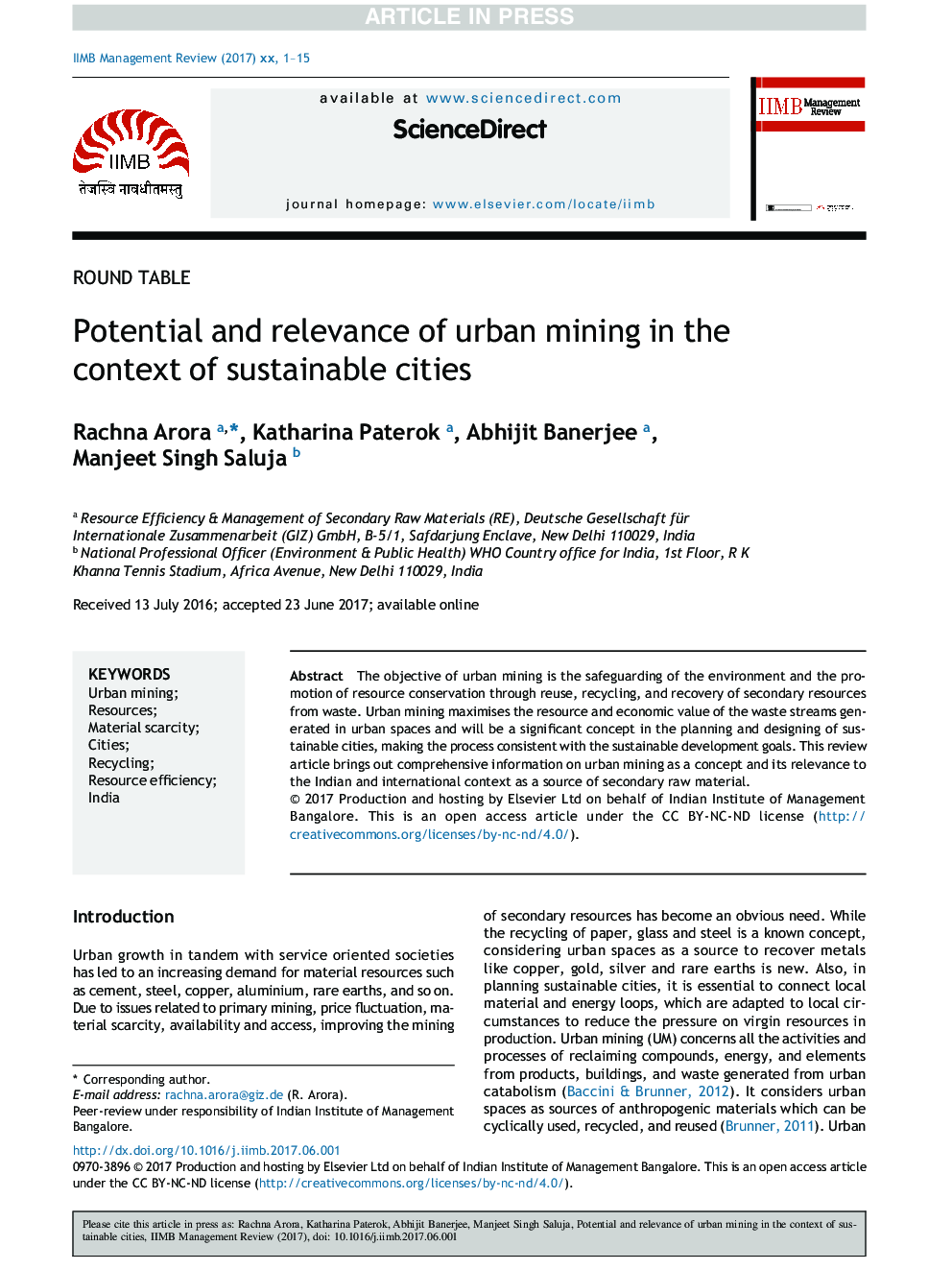 پتانسیل و ارتباط معدنکاری شهری در زمینه شهرهای پایدار 