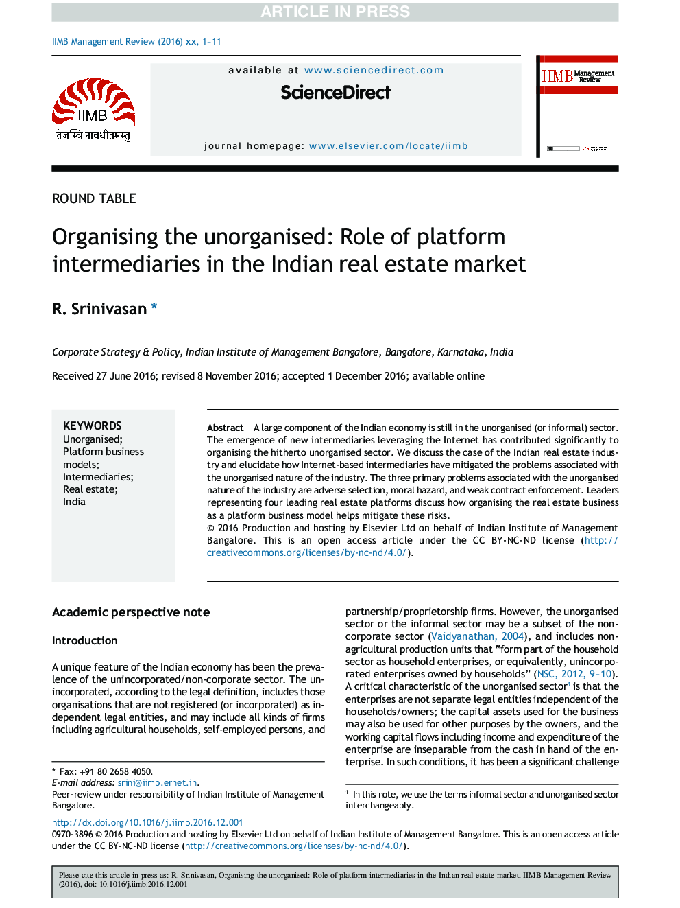 Organising the unorganised: Role of platform intermediaries in the Indian real estate market