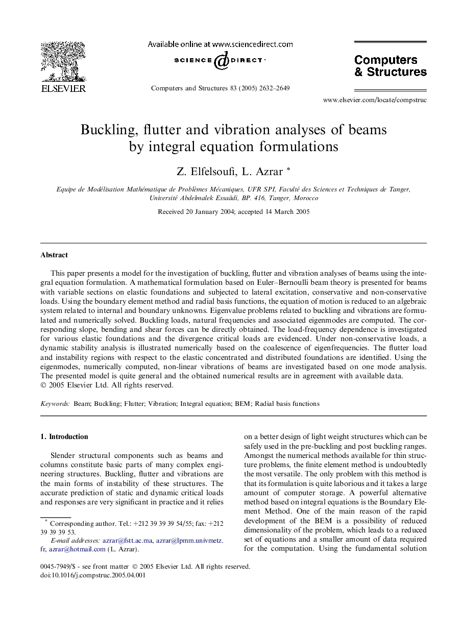 Buckling, flutter and vibration analyses of beams by integral equation formulations