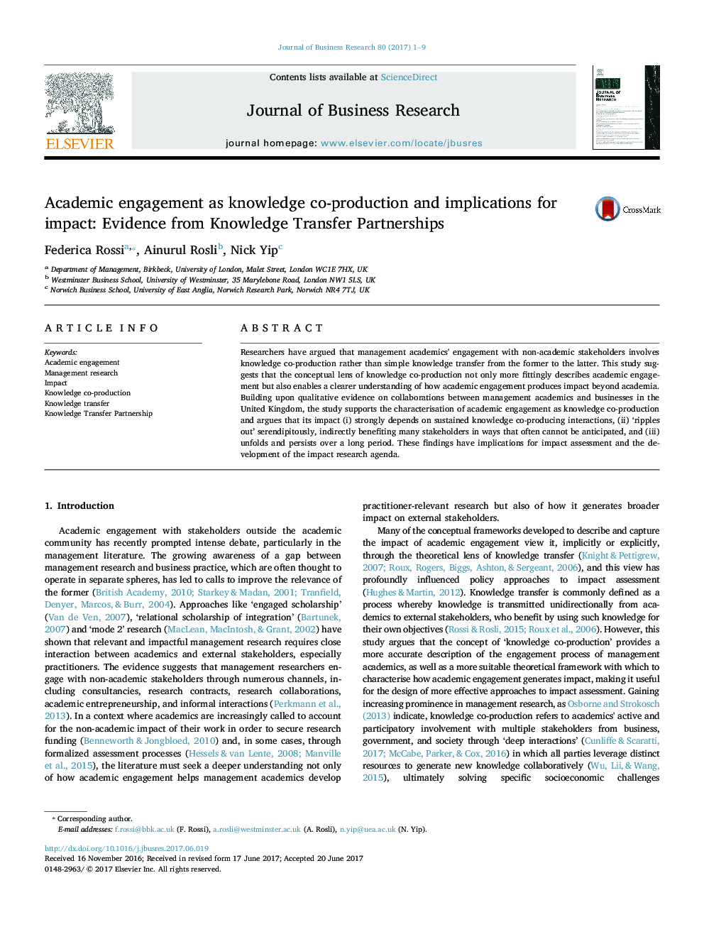 تعامل علمی به عنوان تولید همکاری دانش و پیامدهای آن: شواهد از مشارکت انتقال دانش 