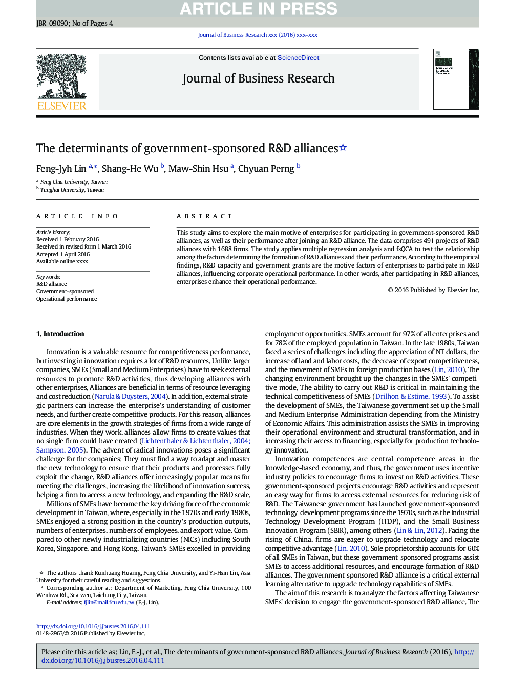 The determinants of government-sponsored R&D alliances