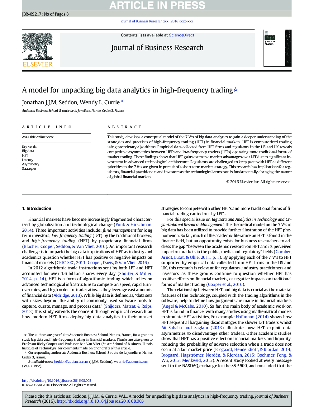 A model for unpacking big data analytics in high-frequency trading